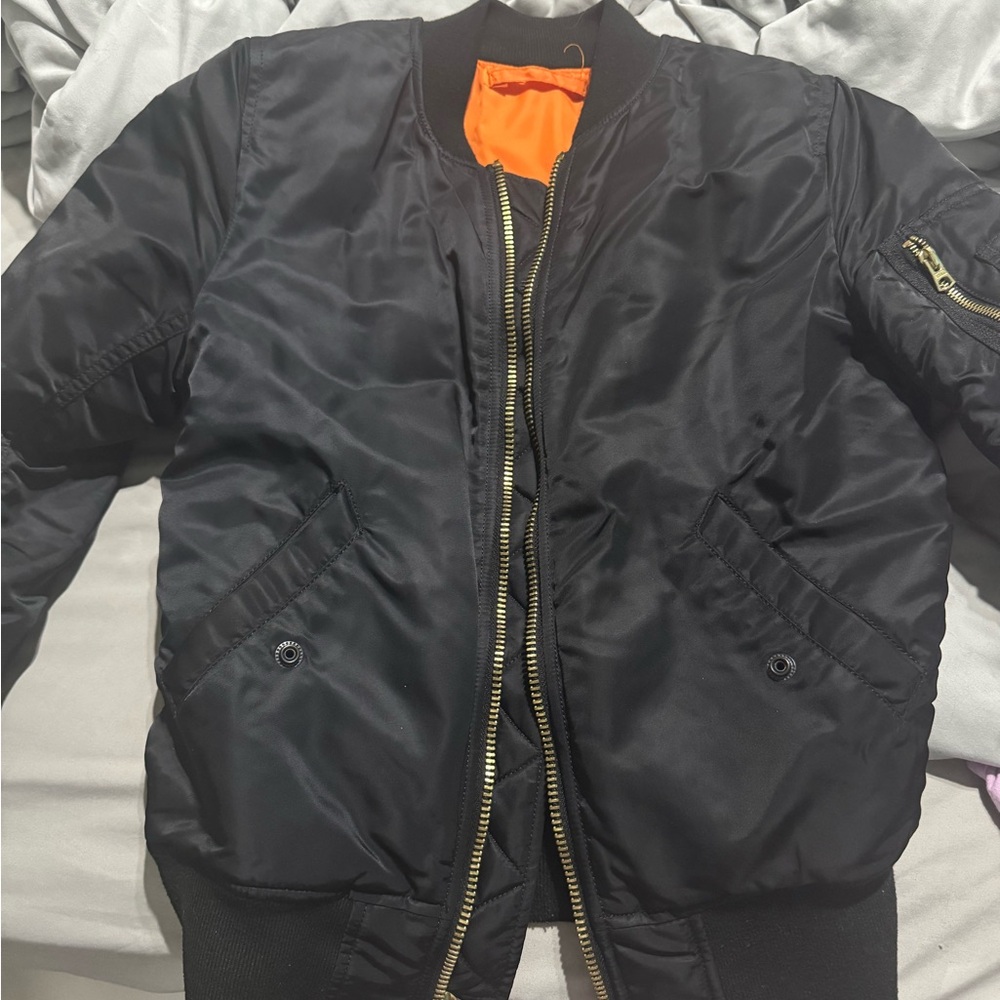 Alpha Industries Black Bomber Jacket with Quilted Design